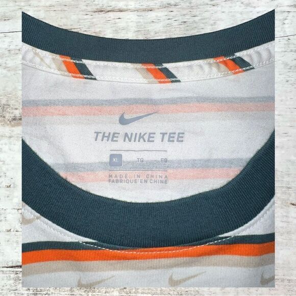 The Nike Tee Stripped Short Sleeve Shirt Swoosh Pattern Mens Extra Large - Picture 5 of 6